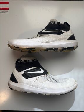 Nike White and Black Mid-Top Training Shoes